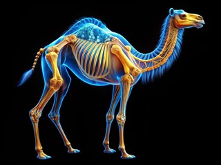 Fototapeta premium X-ray image of a camel's internal anatomy and skeletal structure, providing a detailed visual reference for educational