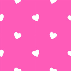 Small white cute and trend hearts on hot pink background seamless pattern for Valentine's Day. Pink seamless girlish background. Suitble for prints, wrapping and backgrounds