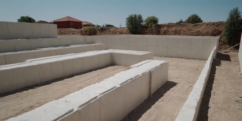 A white building under construction with trees behind it