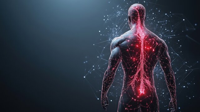 Scientific analysis athlete performance Neural pathways impact visualized on copy space background