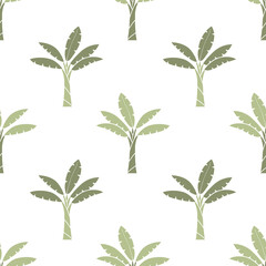 Cartoon cute banana tree seamless pattern.
