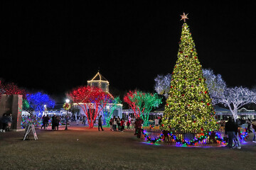 Market Platz Christmas, Fredericksburg, Texas 12-17-23: The photograph captures the festive scene...