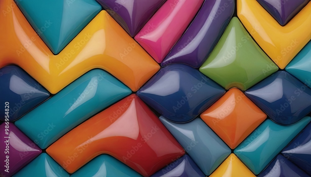 Poster A colorful image of many different colored squares and rectangles