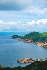 An amazing view  from Lamma Island hiking trails from Sok Kwu Wan and ling kok shan in Hong Kong overlook the islands and calm ocean