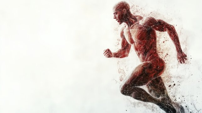 Scientific analysis athlete performance Neural pathways impact visualized on copy space background