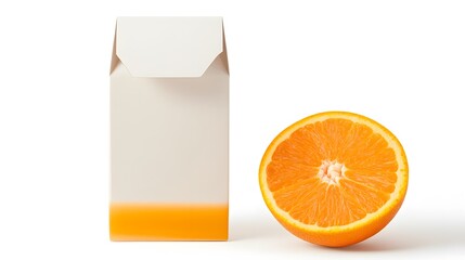 Orange juice carton box isolated on a white transparent background, PNG format.
