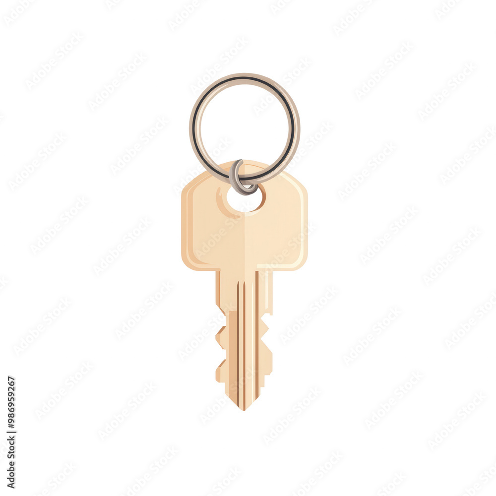 Poster Simple Key on Ring with Minimalistic Style  on transparent  Background