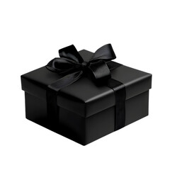 Fototapeta premium Elegant Black Gift Box with Ribbon for Holiday