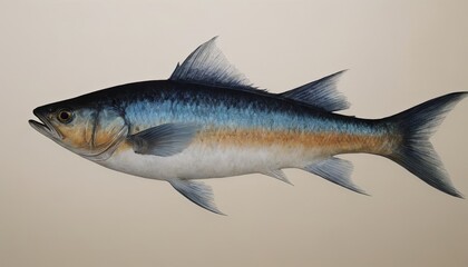Obraz premium A large fish with a blue and orange stripe on its side