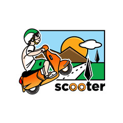 vector holiday ride motorbike scooter day community