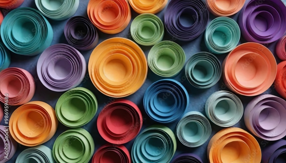 Poster a colorful paper with many different colored circles