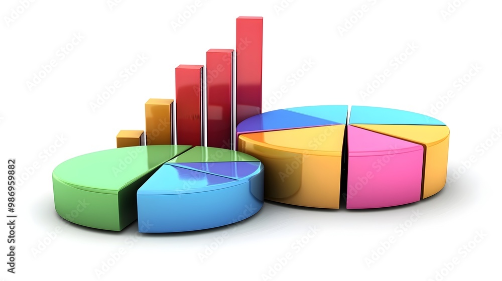 Poster comprehensive business chart and pie graph showcasing financial growth and performance metrics