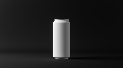 Can of soda is sitting on a black background. The can is white and has a silver lid. a white tallboy soda can on a matte black background
