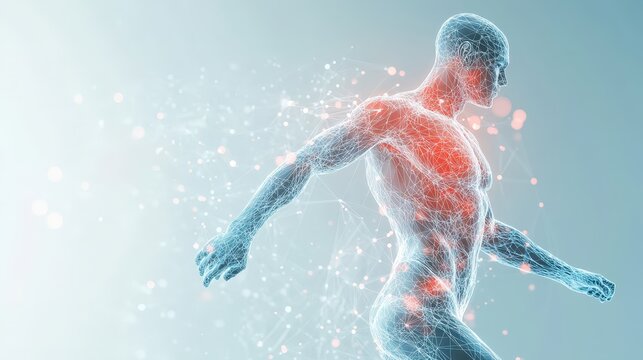 Scientific analysis neural pathways impact on athlete performance visualized on copy space background