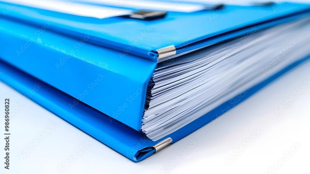 Poster clean business plan folder with tabs on white background showcasing strategic planning and execution