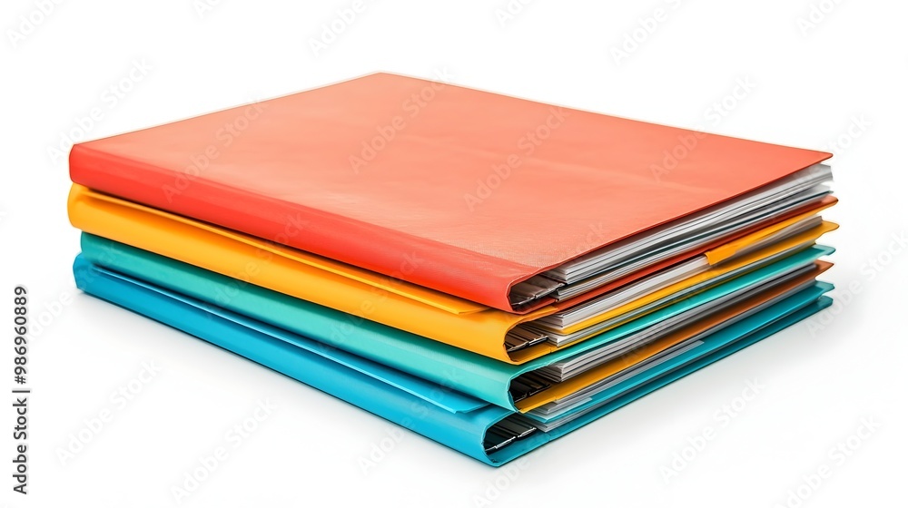 Poster clean business plan folder with tabs on white background with strategic planning and execution