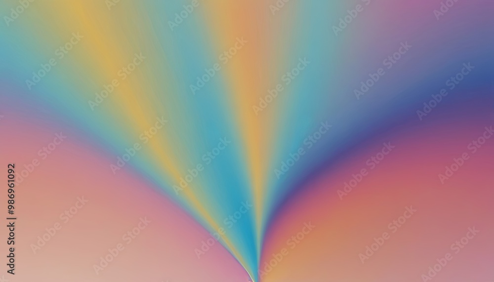 Poster a colorful, abstract painting with a rainbow-colored curve