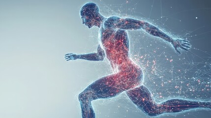 Kinetic energy study athlete motion showcasing dynamic movement on blank slate copy space background