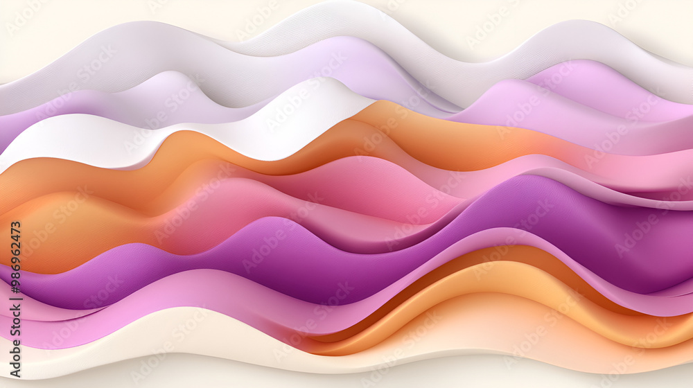 Poster abstract wavy paper layers in soft pastel colors create a calming design suitable for various artist