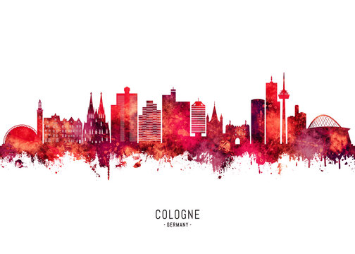 Cologne Germany Skyline Red