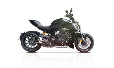 Obraz premium Black brand new italian sport motorcycle isolated on a white background with clipping path