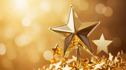 Award Winning Trophy Decorated with Sparkling Gold Stars