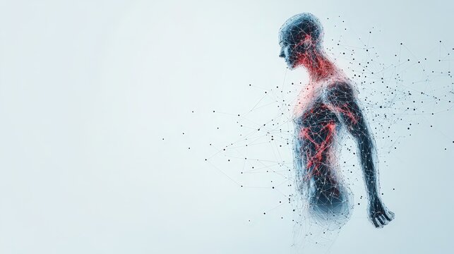 Scientific Visualization Neural Connections affecting athlete muscles sport and body Development concept