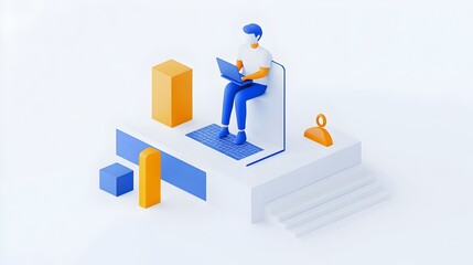 Developer Analyzing Data and Programming on Laptop in Office Workspace