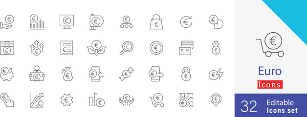 Euro line icon  Symbol collection