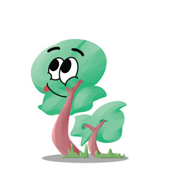 cute tree mascot cartoon with happy expression