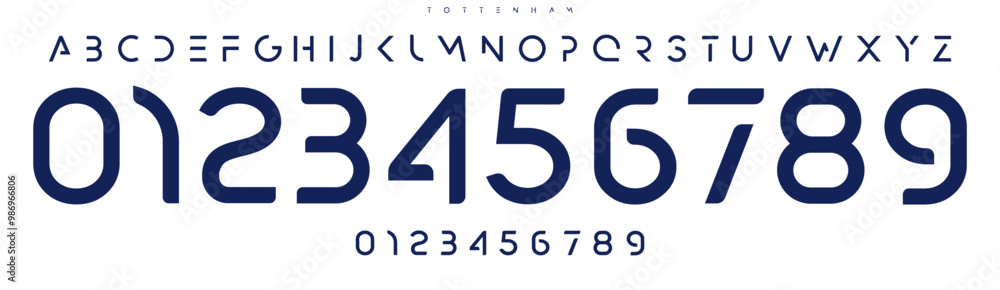 Aufkleber Modern rounded font, sleek minimal numbers and letters, smooth futuristic alphabet for tech branding, futuristic design, sport logo. Curved lines exude innovation, clarity, and style. Vector typeset