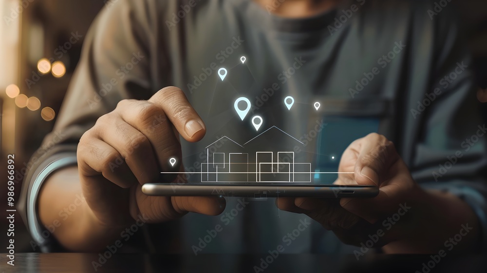 Aufkleber innovative mobile application development with digital interface on smartphone