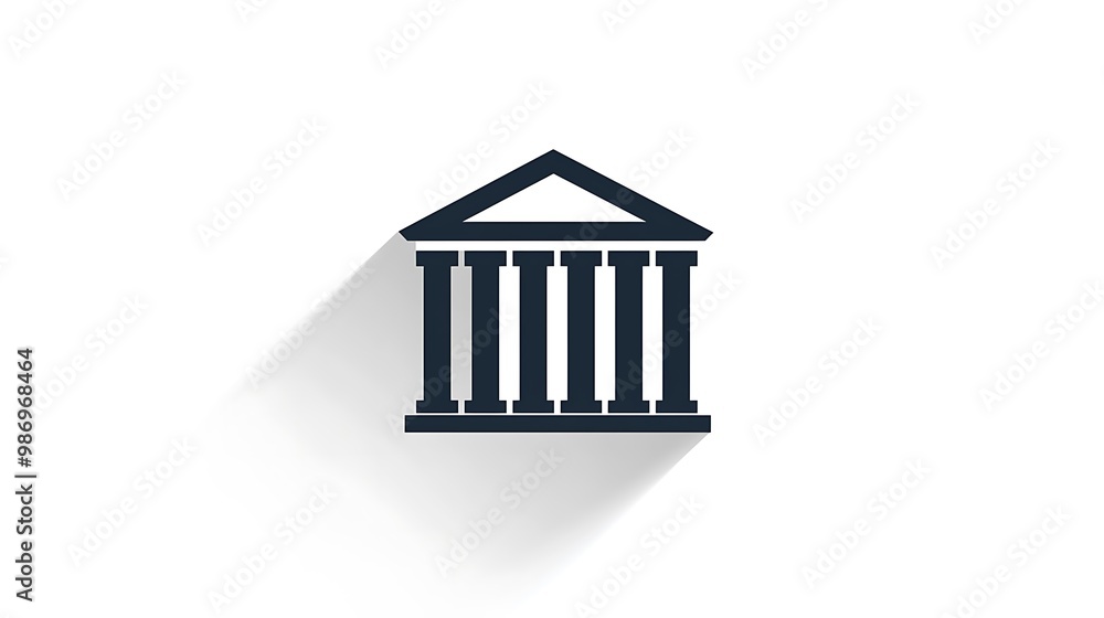 Poster a simple icon of building columns casts a long shadow, minimalist and elegant.