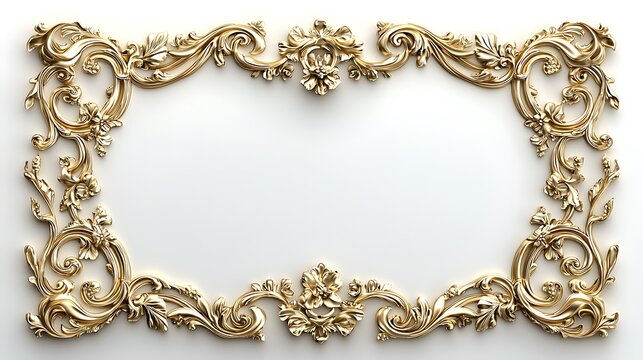An ornate gold frame, adorned with swirling flowers, brings opulence and grace to any display.