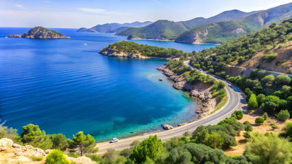 Fototapeta premium beautiful view of the sea and mountains