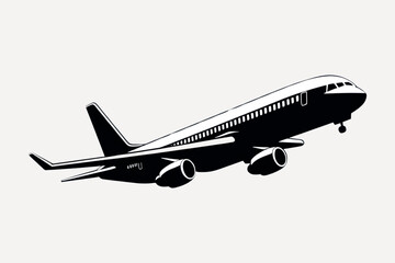 Silhouette airplane taking off vector