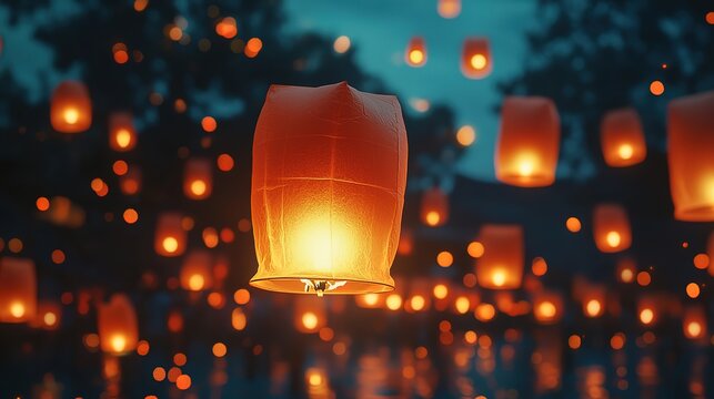 The annual Night of Yee Peng lights up countless illustrations of the lantern festival，generated with AI.