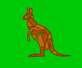 Kangaroo. Kangaroo vector. Kangaroo geometric designs. Kangaroo green background.