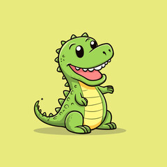 Crocodile hand-drawn kids comic illustration. Cute vector doodle style cartoon illustration