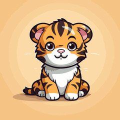 Naklejka premium Tiger hand-drawn kids comic illustration. Cute vector doodle style cartoon illustration