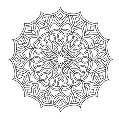 Circular pattern in the form of a mandala. Henna tatoo mandala. Mehndi style. Decorative pattern in oriental style. Coloring book page.