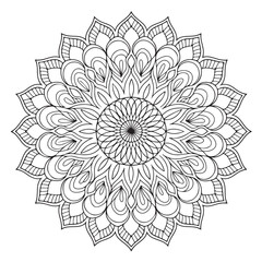 Circular pattern in the form of a mandala. Henna tatoo mandala. Mehndi style. Decorative pattern in oriental style. Coloring book page.