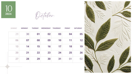 October 2024. Resolution, strategy, solution, goal, business and holidays. Date - month October 2024. Page of annual monthly calendar - October 2024	