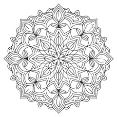 Circular pattern in the form of a mandala. Henna tatoo mandala. Mehndi style. Decorative pattern in oriental style. Coloring book page.