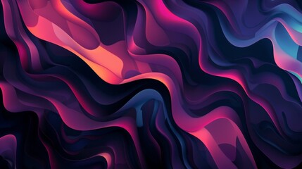 A vibrant, abstract background featuring a dynamic pattern of overlapping, undulating waves in shades of purple, pink, and blue.