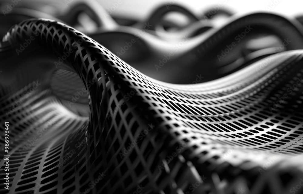 Poster an abstract image of a black and white, geometric grid pattern in a contemporary style.