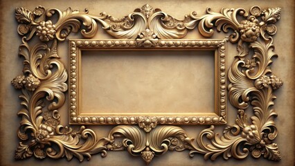Vintage baroque picture frame with intricate detailing and a wide design