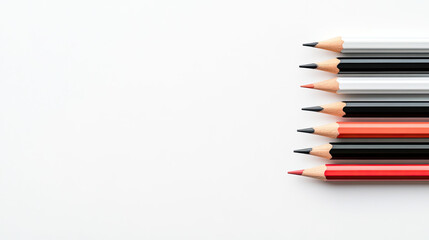 Fototapeta premium Colored pencils arranged on a clean white background