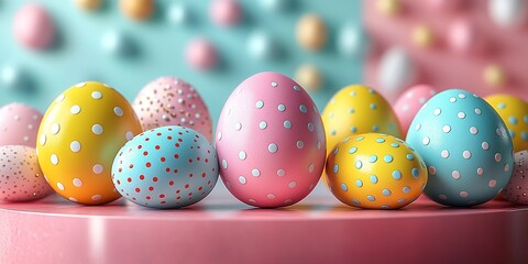 Obraz premium A vibrant red podium with a velvet finish, decorated with gold stars and baubles