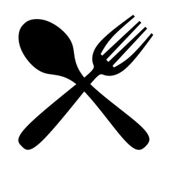 crossed spoon and fork icon vector